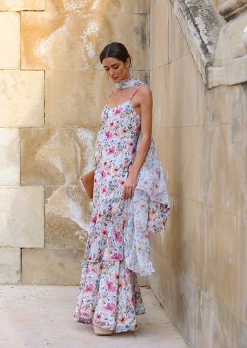 Vestido Millet azul/rosa
