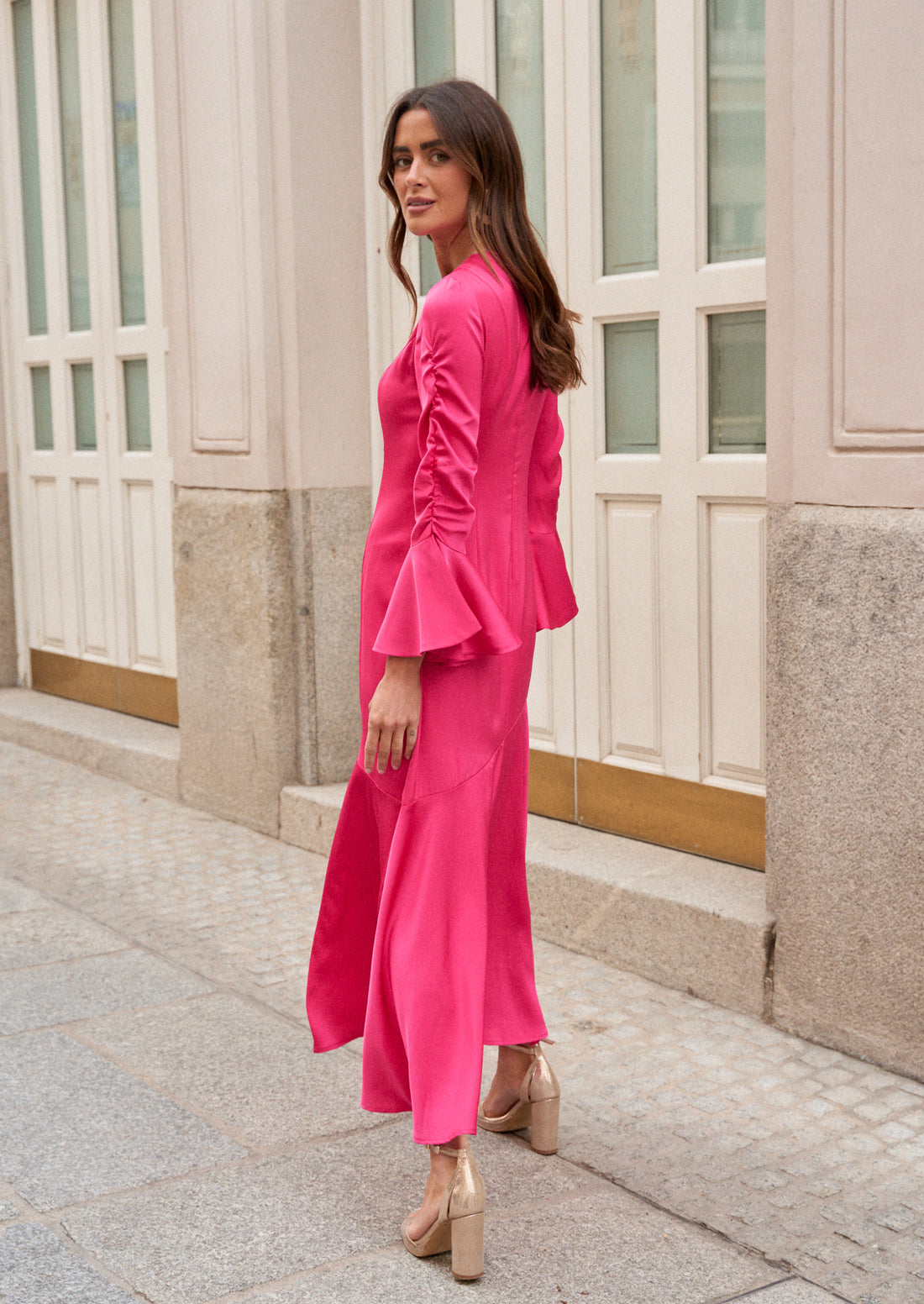 Vestido Pluma fucsia