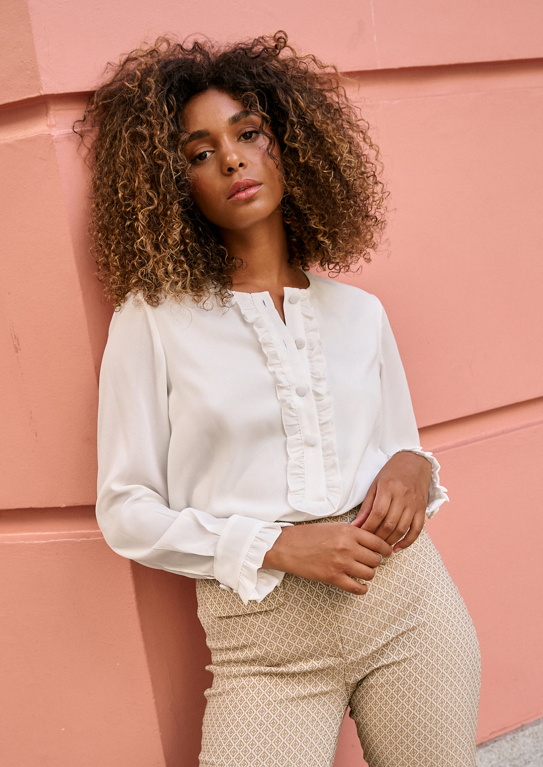 Tomy beige/white trousers