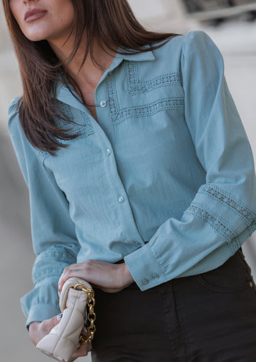 Lucie aqua blouse