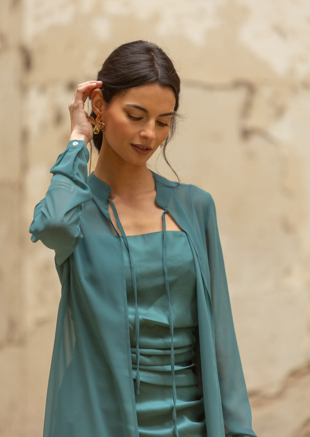 Vestido Chantilly jade