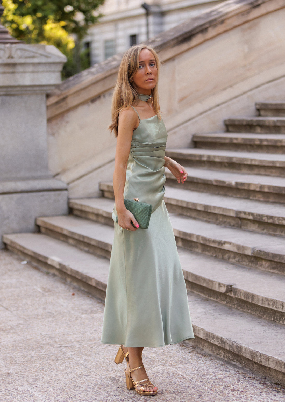 Vestido Chantilly salvia
