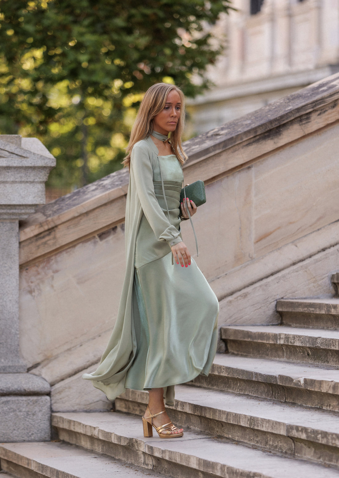 Vestido Chantilly salvia