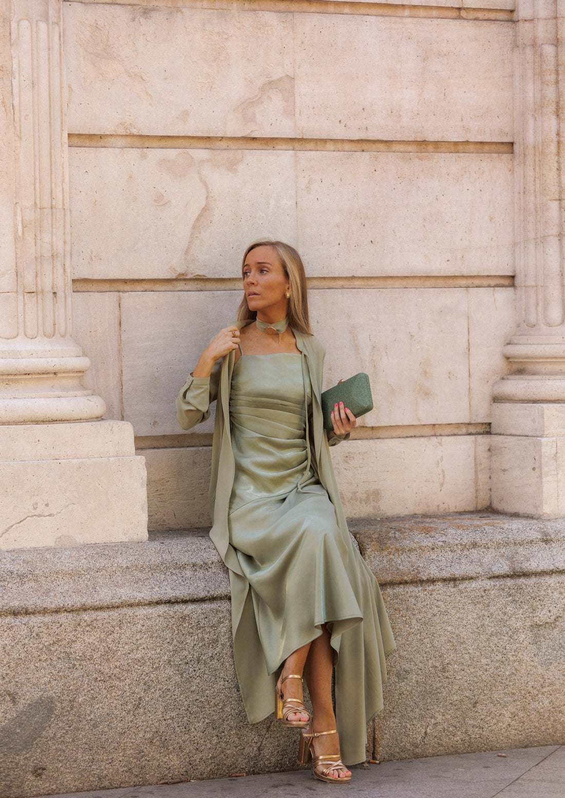 Vestido Chantilly salvia