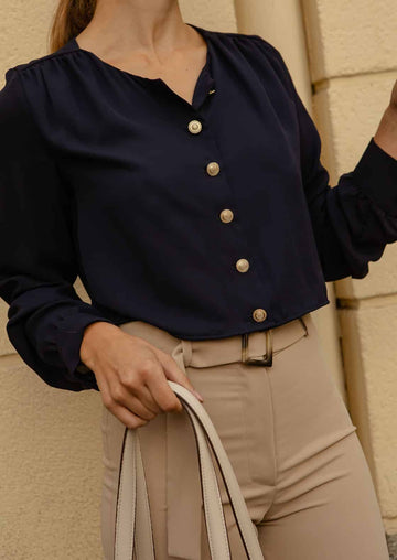 Blusa Crop marino