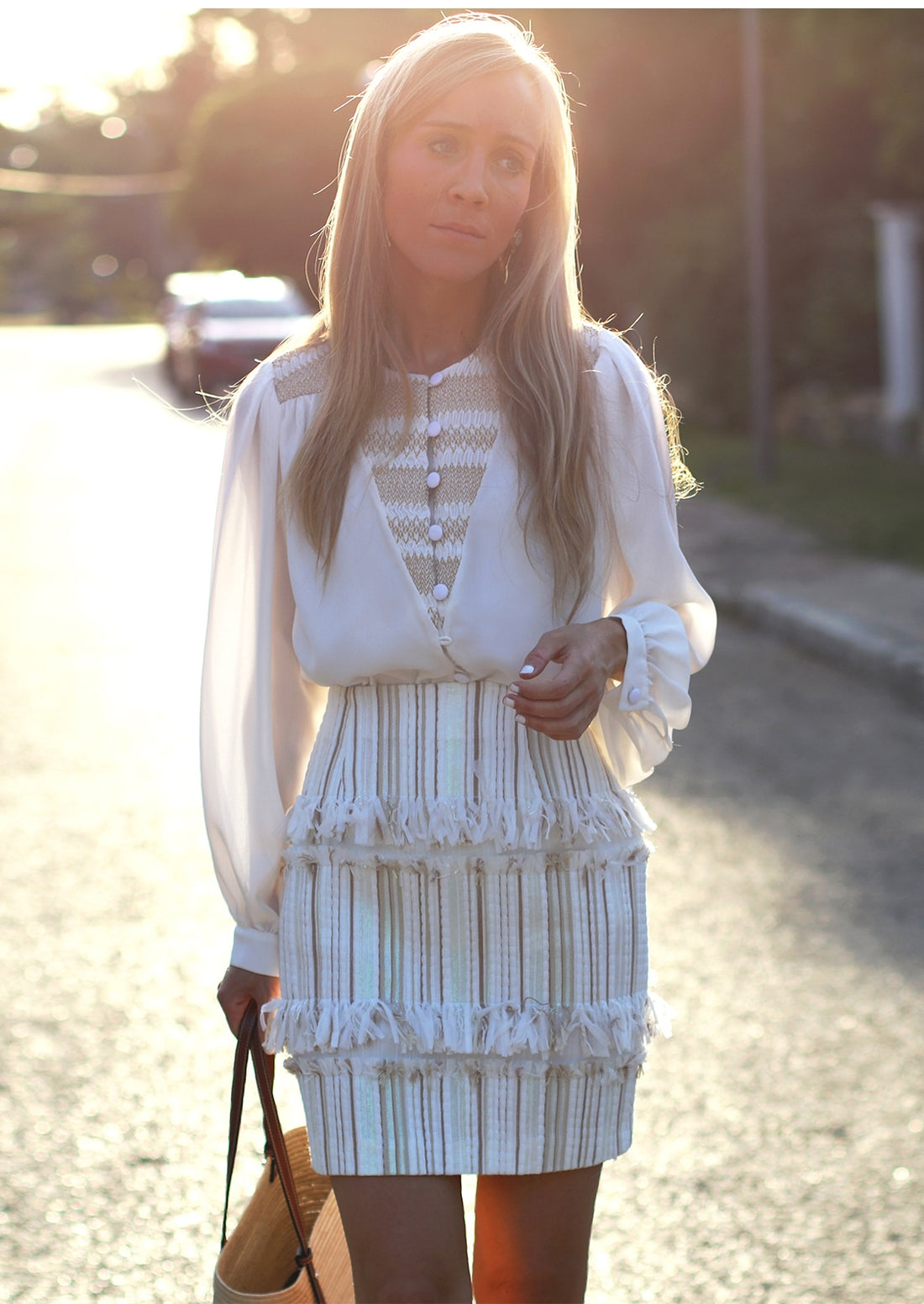 White Fringe Skirt