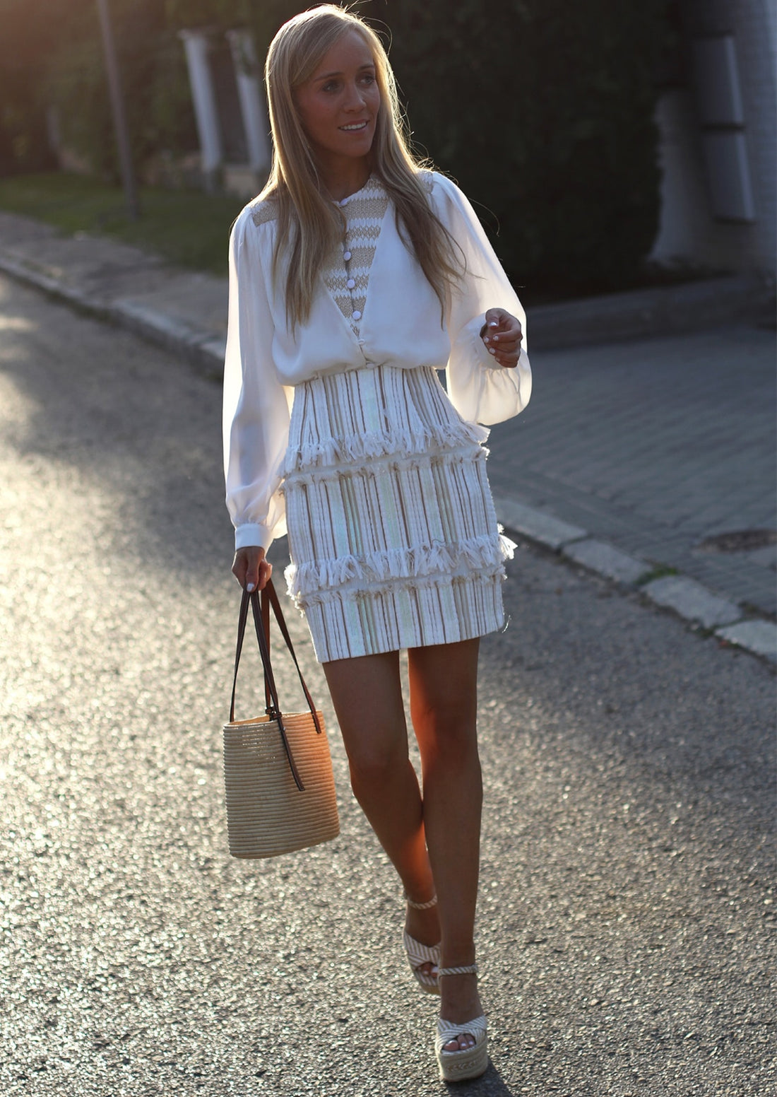 White Fringe Skirt